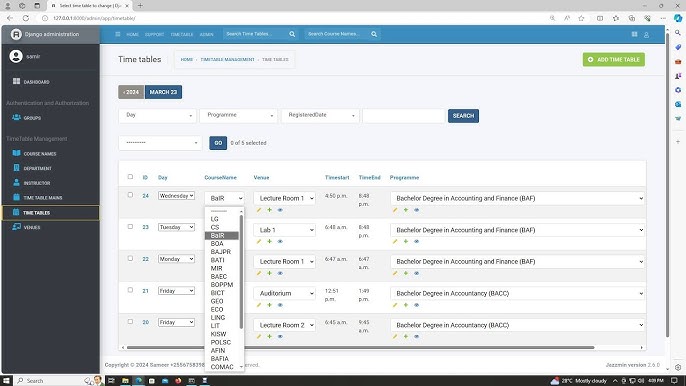 University Timetable System