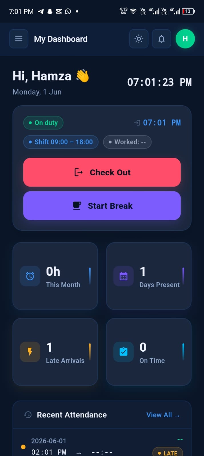 Attendance Management System screen 3