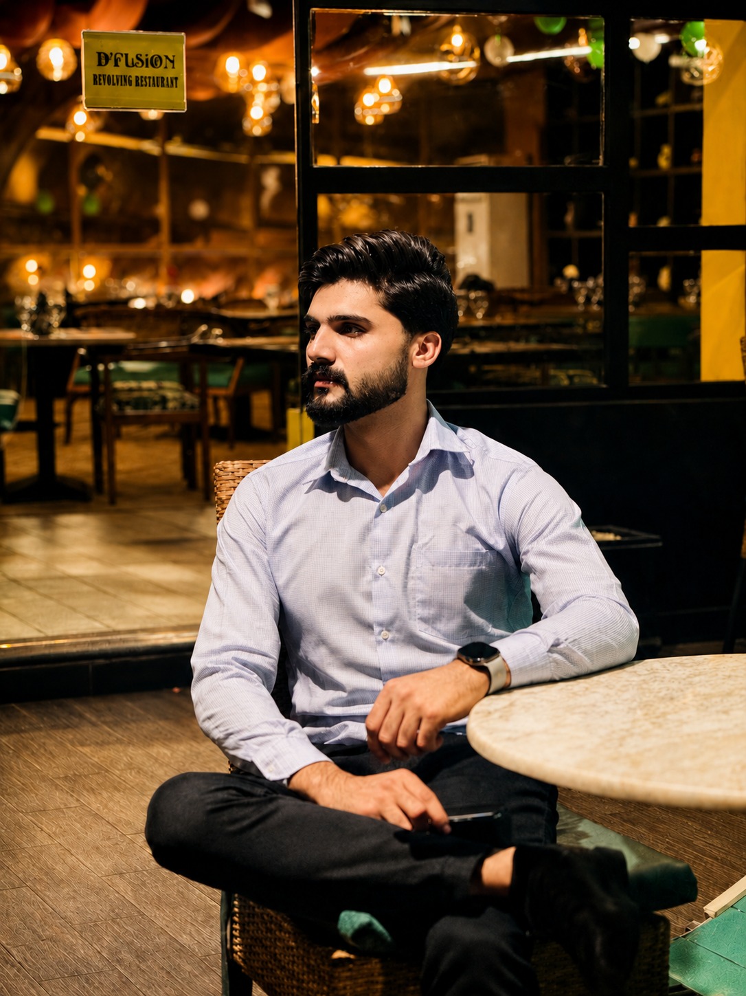 Muhammad Hamza smart-casual restaurant portrait