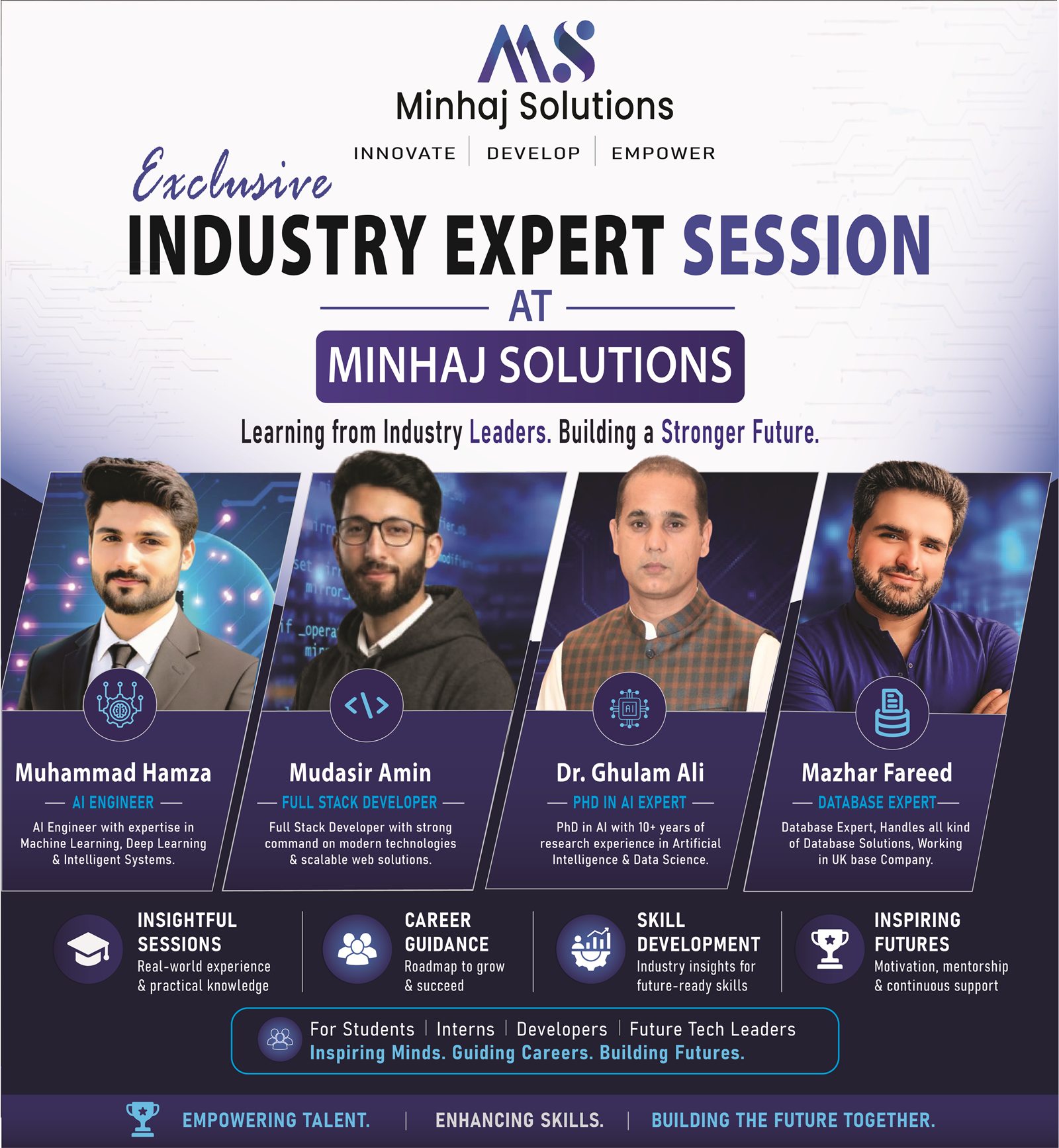Muhammad Hamza featured as an AI Engineer at the Minhaj Solutions Industry Expert Session